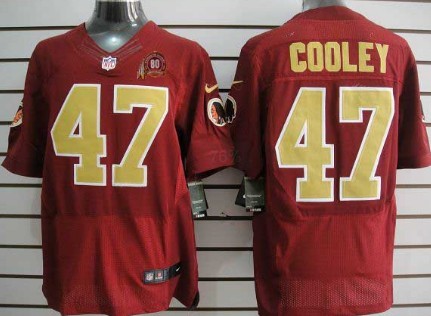 Nike Elite Jersey 80TH Washington Redskins 47 Chris Cooley Red With Gold